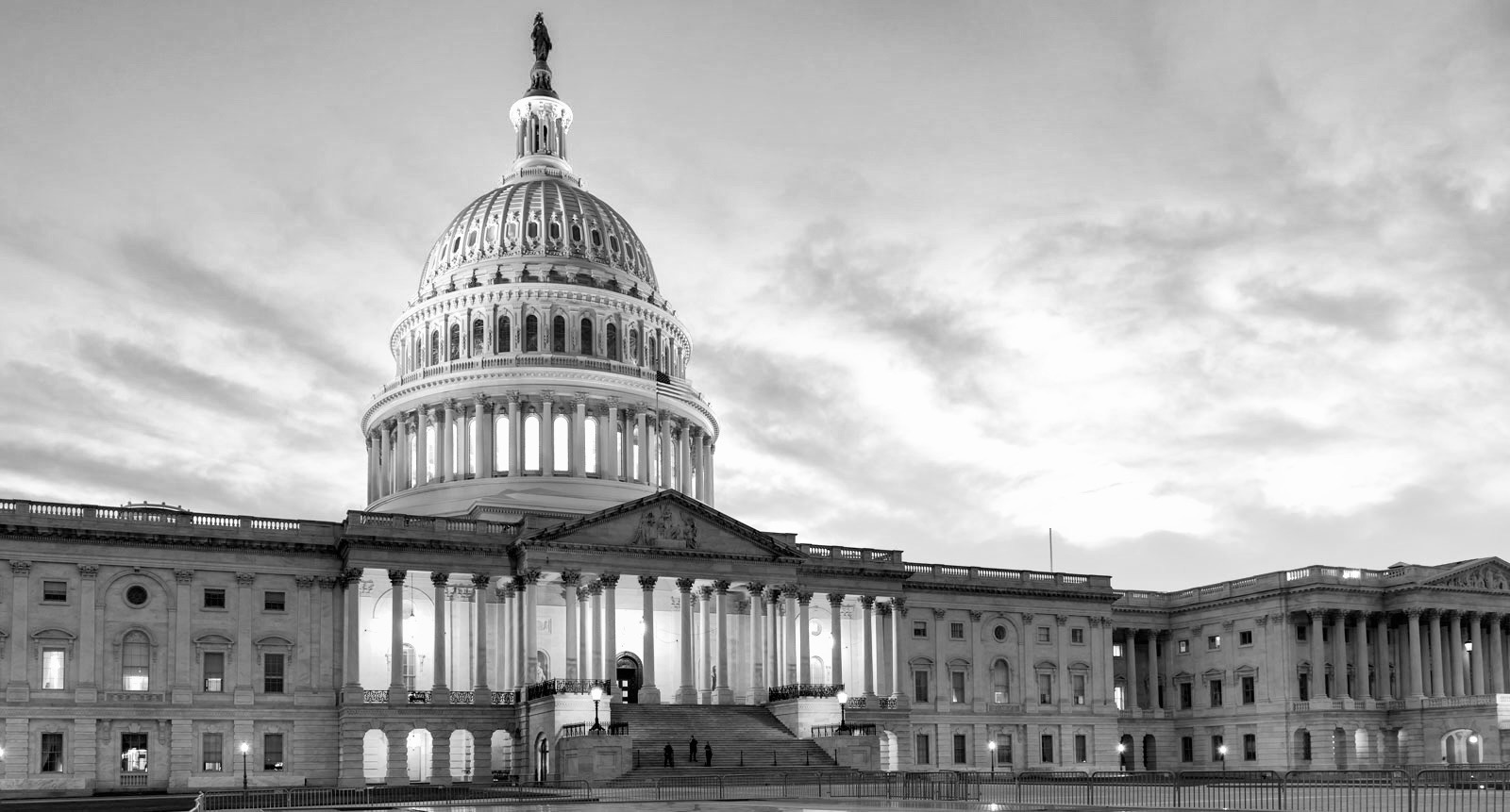 U.S. Capitol building in black and white